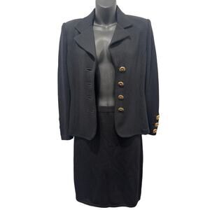 ST JOHN BASICS SKIRT JACKET SET SANTANA KNIT LUXE CORPCORE CAREER MINIMALIST 2 6